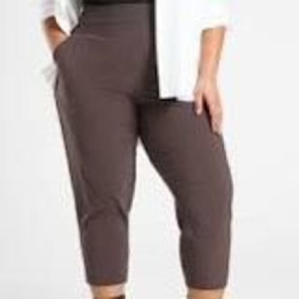 Athleta Nolita Slim Tapered Pants Womens 22 Brown Ankle Cropped Pull On …
